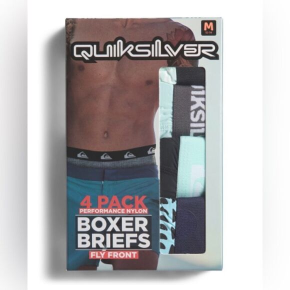 Quicksilver MultiβS Multi Performance Nylon Fly Front Boxer Briefs Pack of 4 - Picture 3 of 4